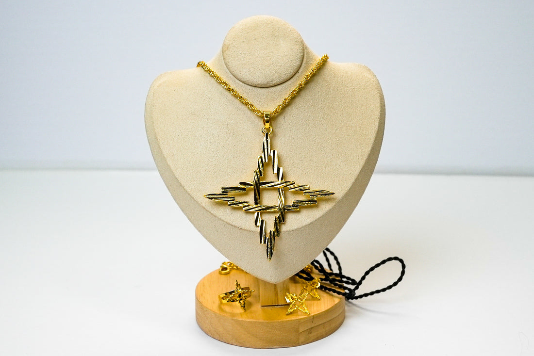 Radiant Starburst Gold Pendant Set