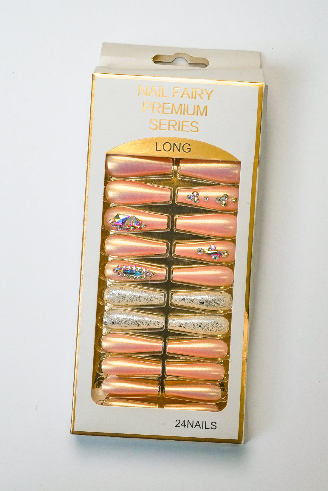 Crystal Peach Glam Nails