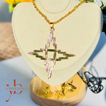Radiant Starburst Gold Pendant Set