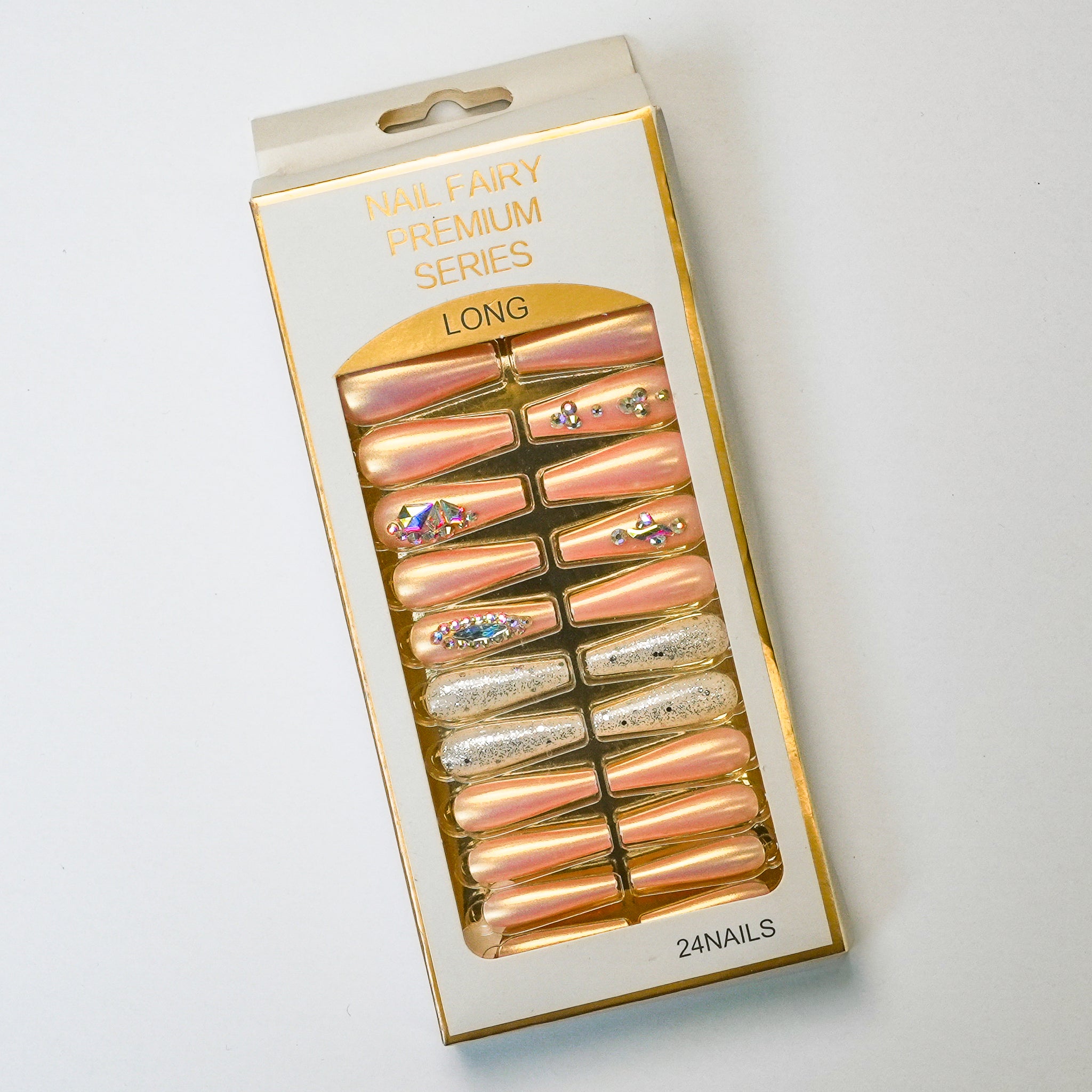 Crystal Peach Glam Nails